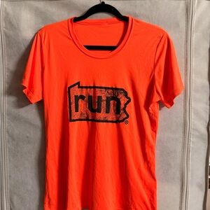Unisex Bright Orange "runPA" Graphic Tee Size Medium